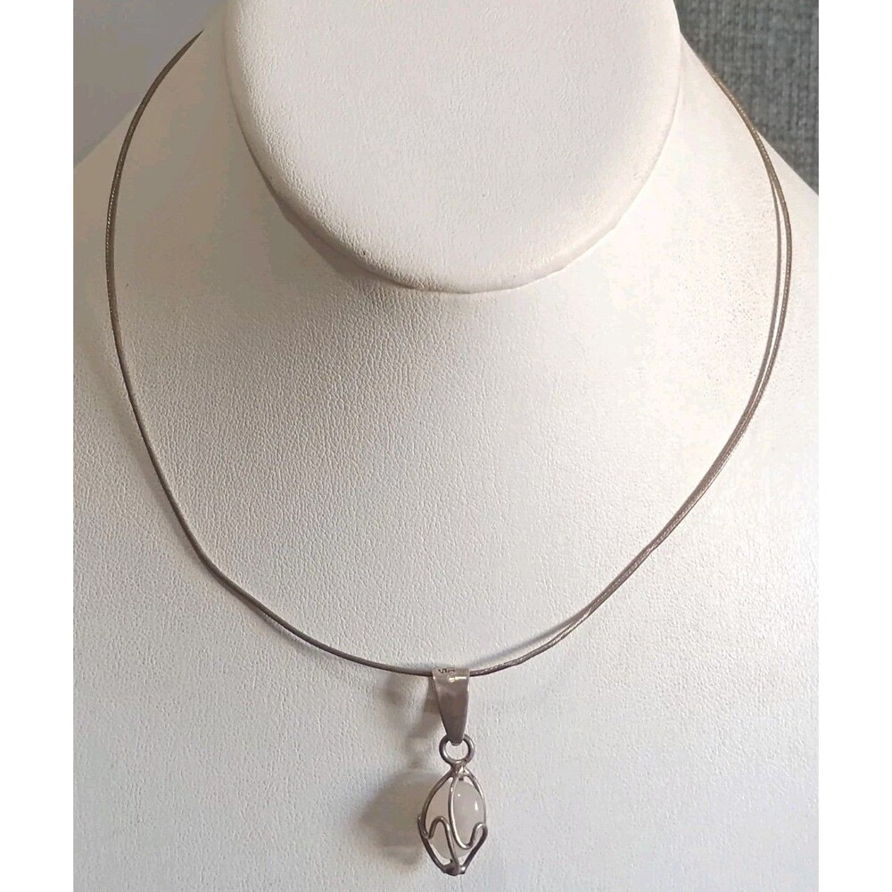 Quartz Wired Sterling Silver 925 Mexico Pendant Vintage Necklace